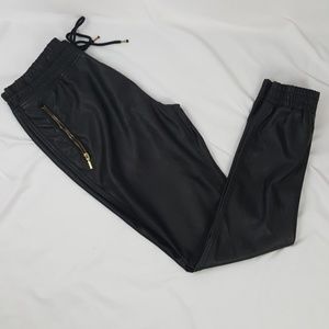 Mens C.N. Blue Faux Leather Pants Zipper Pockets